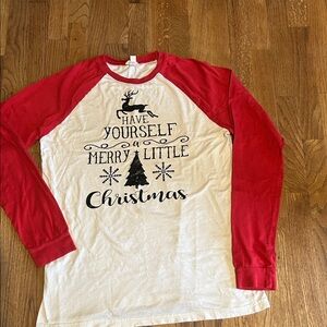 Have Yourself A Merry Little Christmas long sleeved baseball style tee EUC